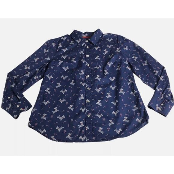 Talbots CLASSIC COTTON SHIRT - SWEET DOG, Scottie dogs & candy canes size medium - Picture 6 of 13